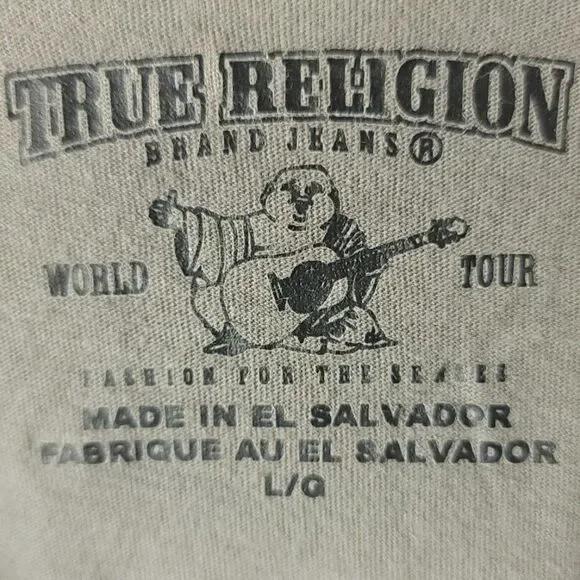 True Religion Brand Jeans Buddha T Shirt Flowers Floral Print Size Large - Picture 6 of 7